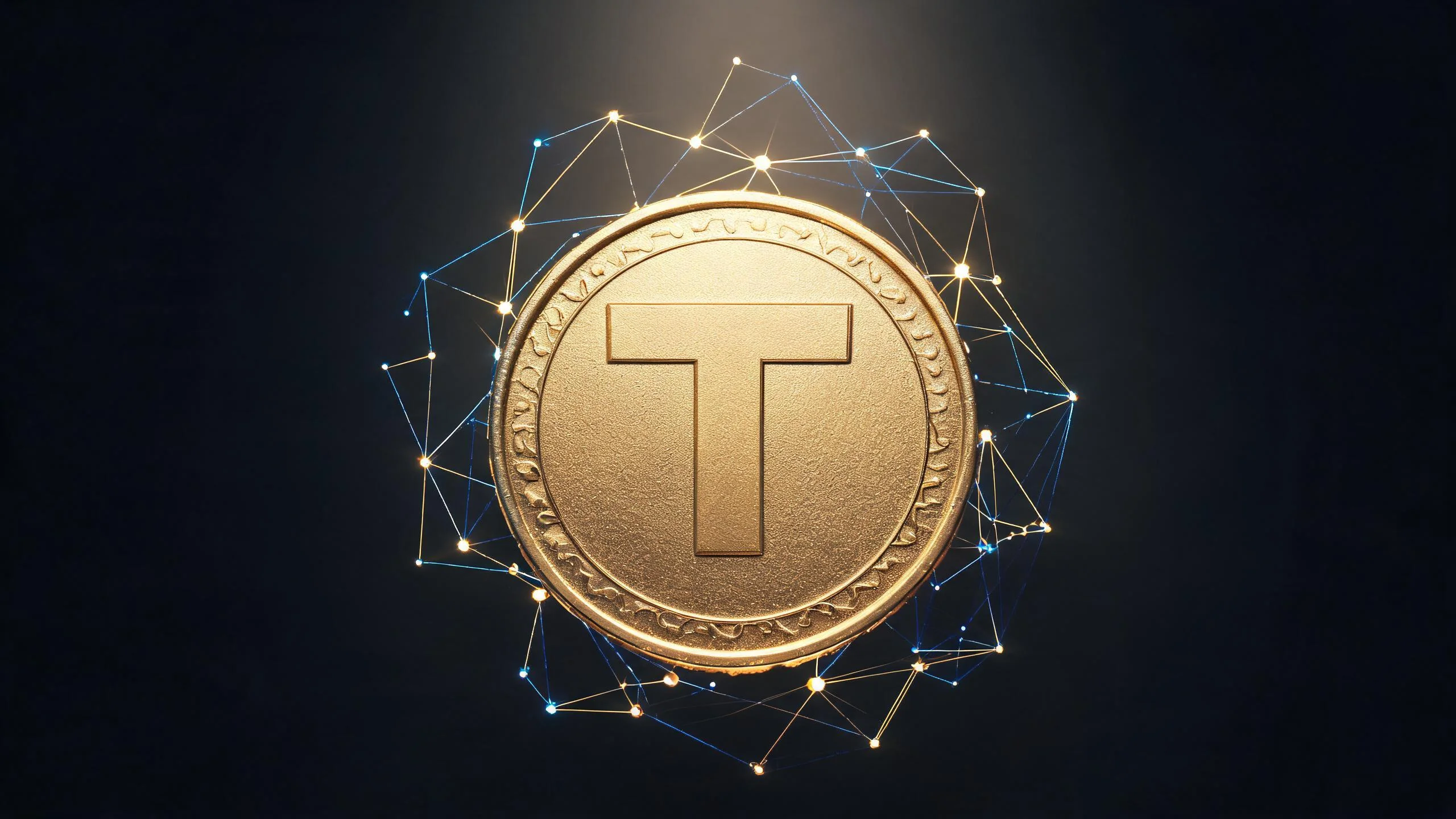 Gofun娛樂城USDT加密存提示意,泰達幣金色硬幣與區塊鏈節點