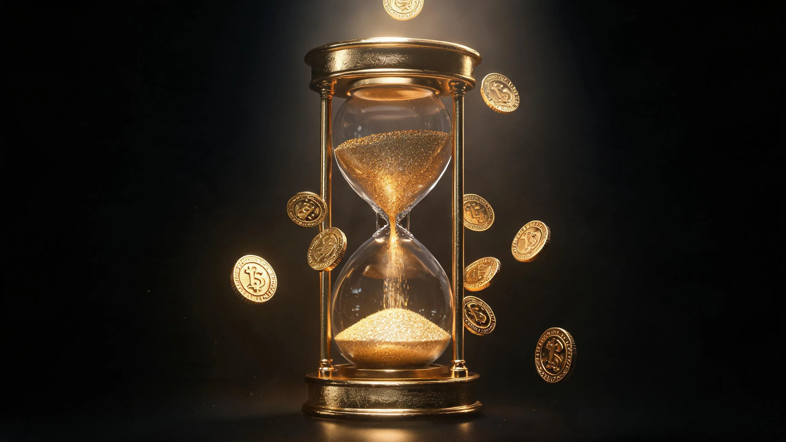 沙漏與金幣象徵出金速度